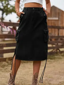 StyleCast Solid Denim Midi Skirt