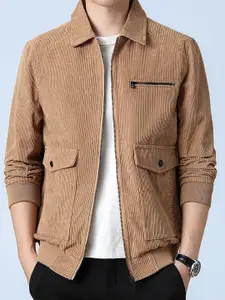 StyleCast x Revolte Men's Rust Casual Corduroy Jacket with Spread Collar