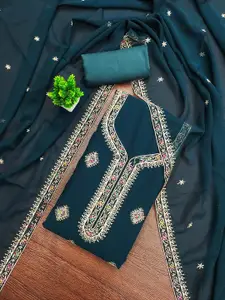 Panzora Floral Embroidered Georgette Unstitched Dress Material