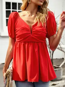 StyleCast Women Solid V-Neck Top