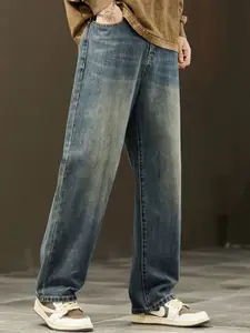 StyleCast x Revolte Men Straight Fit Light Fade Stretchable Mid-Rise Jeans