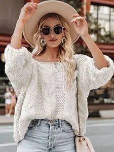 StyleCast Women Cable Knit Off-Shoulder Pullover