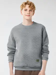 StyleCast x Revolte Men Round Neck Self Design Long Sleeves Casual Sweatshirt