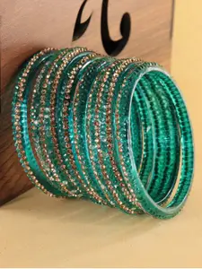 LAVAZZA Set Of 6 Fancy Glass Crystals Studded Bangles
