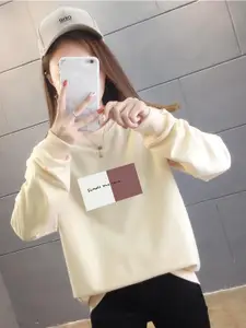 StyleCast x Revolte Typography Printed Cotton Longline Sweatshirt