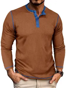 StyleCast x Revolte Men Solid Henley Neck T-shirt