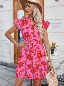 StyleCast Pink Floral Print A-Line Dress