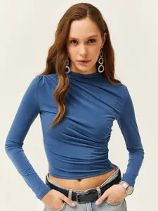 Olalook Solid High Neck Crop Top