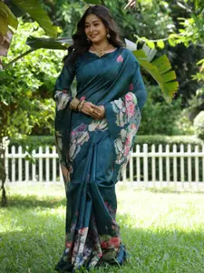 Anouk Floral Woven Design Zari Tussar Saree