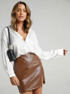 StyleCast x Revolte Women Side Slit Pencil Slip On Mini Skirt