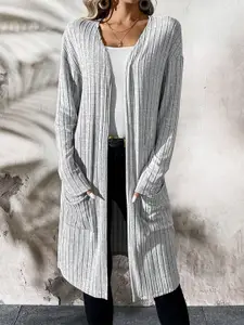 StyleCast x Revolte Grey Striped Open Front Shrug