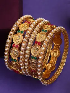 EVY Set Of 6 Gold-Plated Stones Studded Bangles