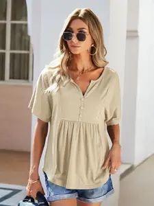 StyleCast Women Solid V-Neck Cotton Top