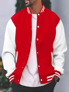 StyleCast x Revolte Men Stand Collar Colourblocked Casual Bomber Jacket