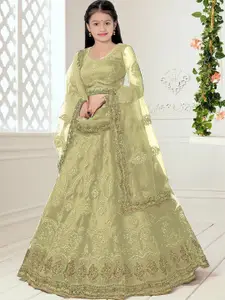 BAESD Girls Embroidered Semi-Stitched Lehenga & Unstitched Blouse With Dupatta