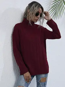 StyleCast Women Maroon Cable Knit Pullover