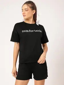 StyleCast Short Sleeves Round Neck Printed T-Shirt With Shorts