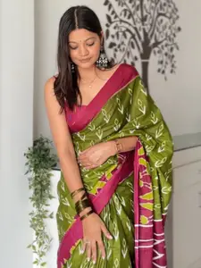 Mitera Abstract Printed Ikat Saree