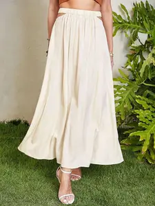 StyleCast x Revolte Women Solid Flared Maxi Skirt