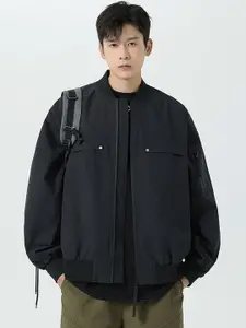 StyleCast x Revolte Men Stand Collar Solid Casual Windcheater Jacket