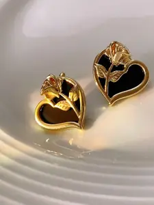 KRENOZ Gold-Plated Heart Shaped Studs