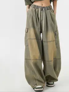 StyleCast Women Wide Leg Heavy Fade Cotton Jeans