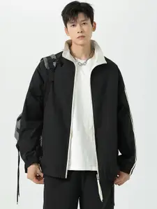 StyleCast x Revolte Men Mock Collar Striped Casual Windcheater Jacket