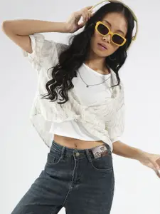 Sera Women Abstract Printed Korean Oversized Top