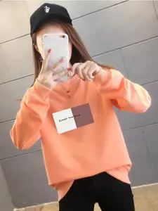 StyleCast x Revolte Typography Printed Cotton Longline Sweatshirt