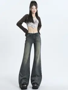 StyleCast Women Flared Mid-Rise Light Fade Denim Jeans