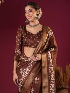 Anouk Floral Zari Silk Blend Sungudi Saree