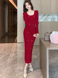 StyleCast x Revolte Applique Bodycon Maxi Dress