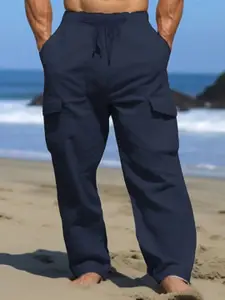 StyleCast x Revolte Men Straight Fit Cotton Pleated Cargos Trousers