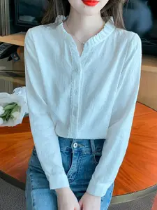 StyleCast Women Self Design Textured Long Sleeves Casual Shirt