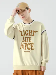 StyleCast x Revolte Men Typography Printed Sweatshirt