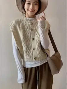 StyleCast Women Cable Knit Sweater Vest