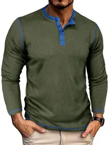 StyleCast x Revolte Men Solid Henley Neck T-shirt
