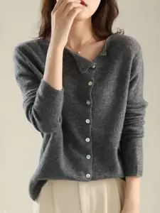 StyleCast Women Boat Neck Cardigan Sweater