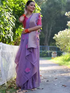 Anouk Floral Printed Jaali Muga Saree