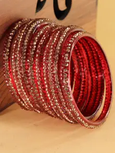 LAVAZZA Set Of 6 Fancy Glass Crystals Studded Bangles