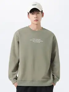 StyleCast x Revolte Men Typography  Printed Cotton Sweatshirt