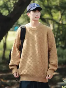 StyleCast x Revolte Men Open Knit Round Neck Longline Pullover Sweaters