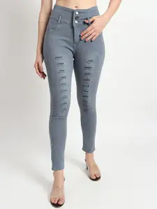 TYFFYN Women Slim Fit High-Rise Highly Distressed Heavy Fade Stretchable Cotton Jeans