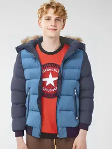 StyleCast x Revolte Men Hooded Colourblocked Casual Parka Jacket