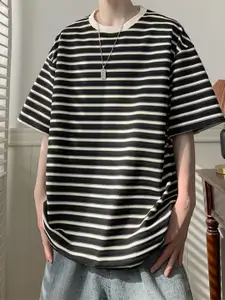 StyleCast x Revolte Men Striped Round Neck Oversized T-shirt