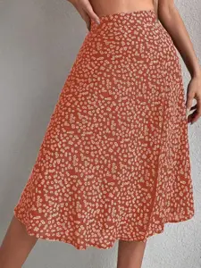 KPOP Printed A-Line Knee Length Skirt