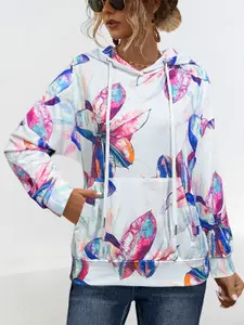 StyleCast x Revolte Women Floral Printed Hooded Sweatshirt