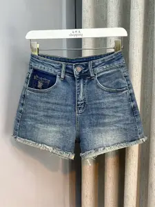 StyleCast Women Regular Fit High-Rise Denim Blue Shorts