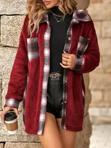 StyleCast x Revolte Red & White Checked Open Front Shrug