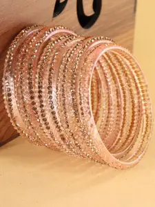 LAVAZZA Set Of 6 Fancy Glass Crystals Studded Bangles